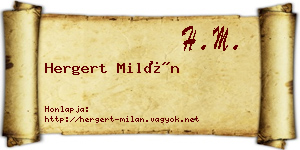 Hergert Milán névjegykártya